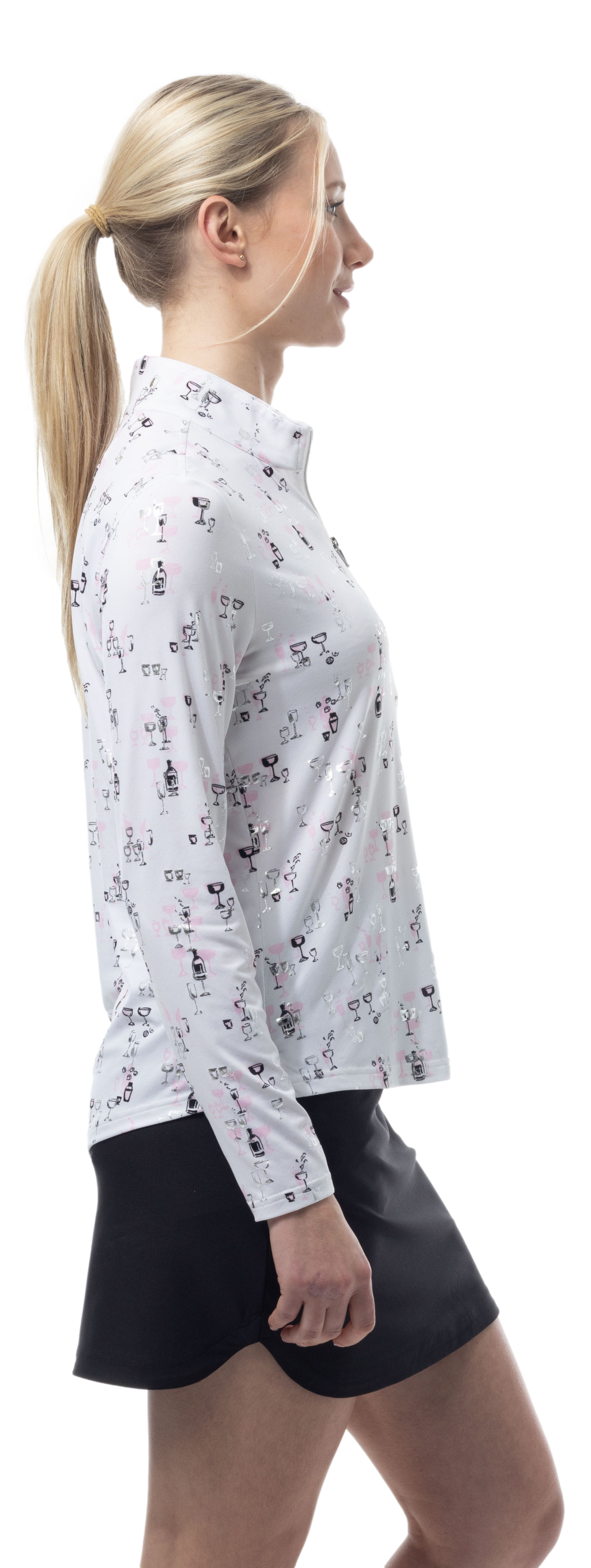 SOLSHINE PRINT 1/4 ZIP MOCK. SHAKEITOFF. PINK SILVER. 900320 - SanSoleil