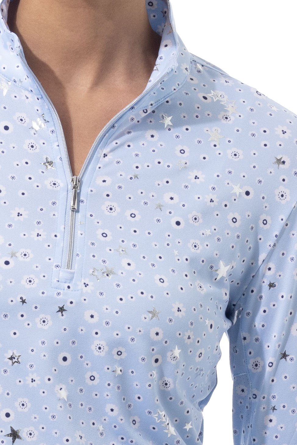SOLSHINE PRINT 1/4 ZIP MOCK. STAR STRUCK. ARTIC SILVER. 900320 - SanSoleil