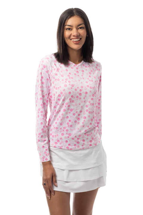 SANSOLEIL PRINT Long Sleeve Crew. PLAY FOR P.I.N.K TENNIS. 900428PR