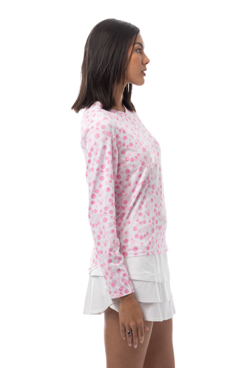 SANSOLEIL PRINT Long Sleeve Crew. PLAY FOR P.I.N.K TENNIS. 900428PR