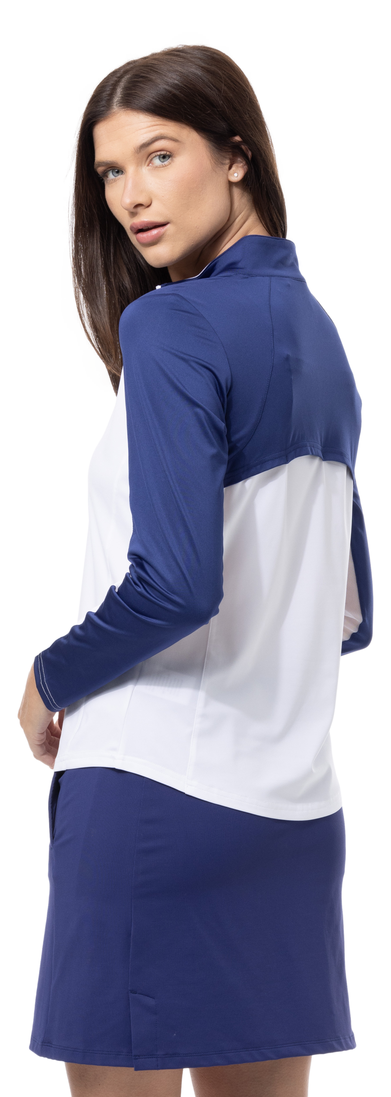 SUNGLOW COLOR BLOCK MOCK. WHITE-NAVY. 900436 - SanSoleil