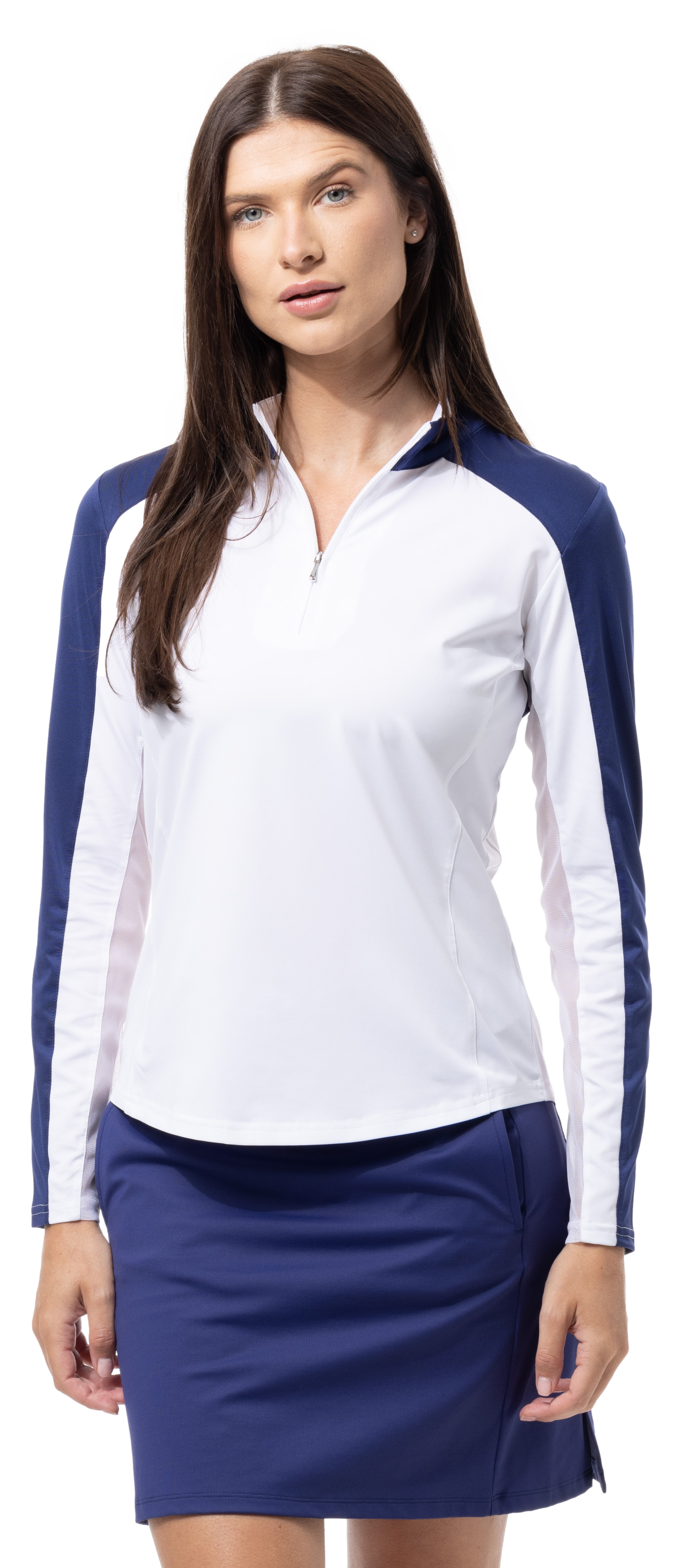 SUNGLOW COLOR BLOCK MOCK. WHITE-NAVY. 900436 - SanSoleil