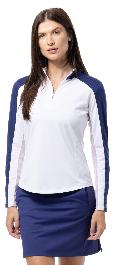 SUNGLOW COLOR BLOCK MOCK. WHITE-NAVY. 900436 - SanSoleil