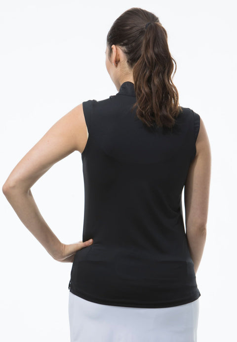 SUNGLOW SLEEVELESS MOCK. BLACK. 900439