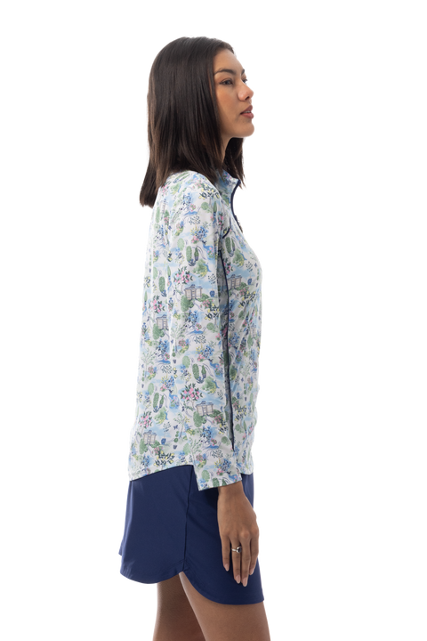 SANSOLEIL 1/4 ZIP MOCK WITH PIPING. VILLA. 900445P