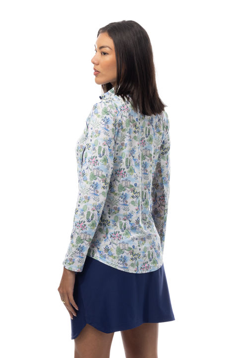 SANSOLEIL 1/4 ZIP MOCK WITH PIPING. VILLA. 900445P