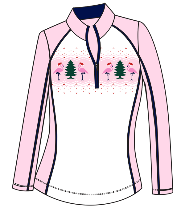 SOLCOOL 1/4 ZIP MOCK WITH PIPING. FA LA LA. 900445P - SanSoleil