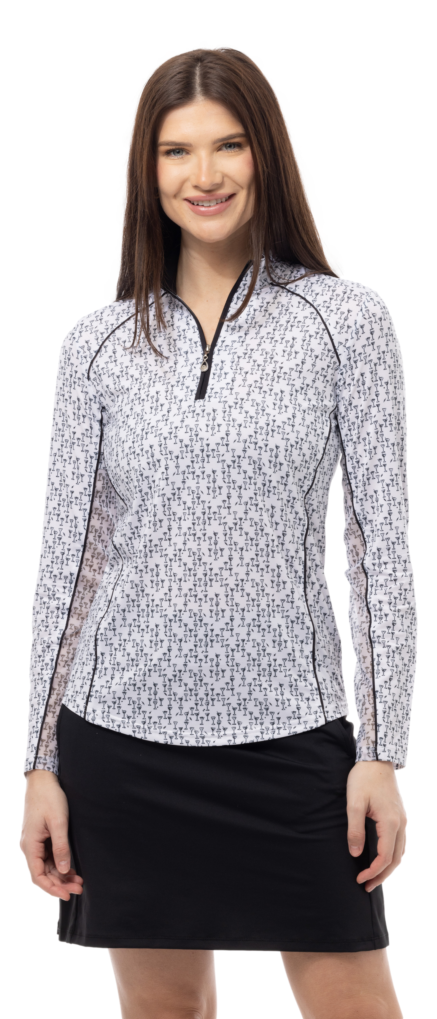 SUNGLOW PRINT PIPING MOCK. DIRTY MAR. BLACK. 900445P - SanSoleil