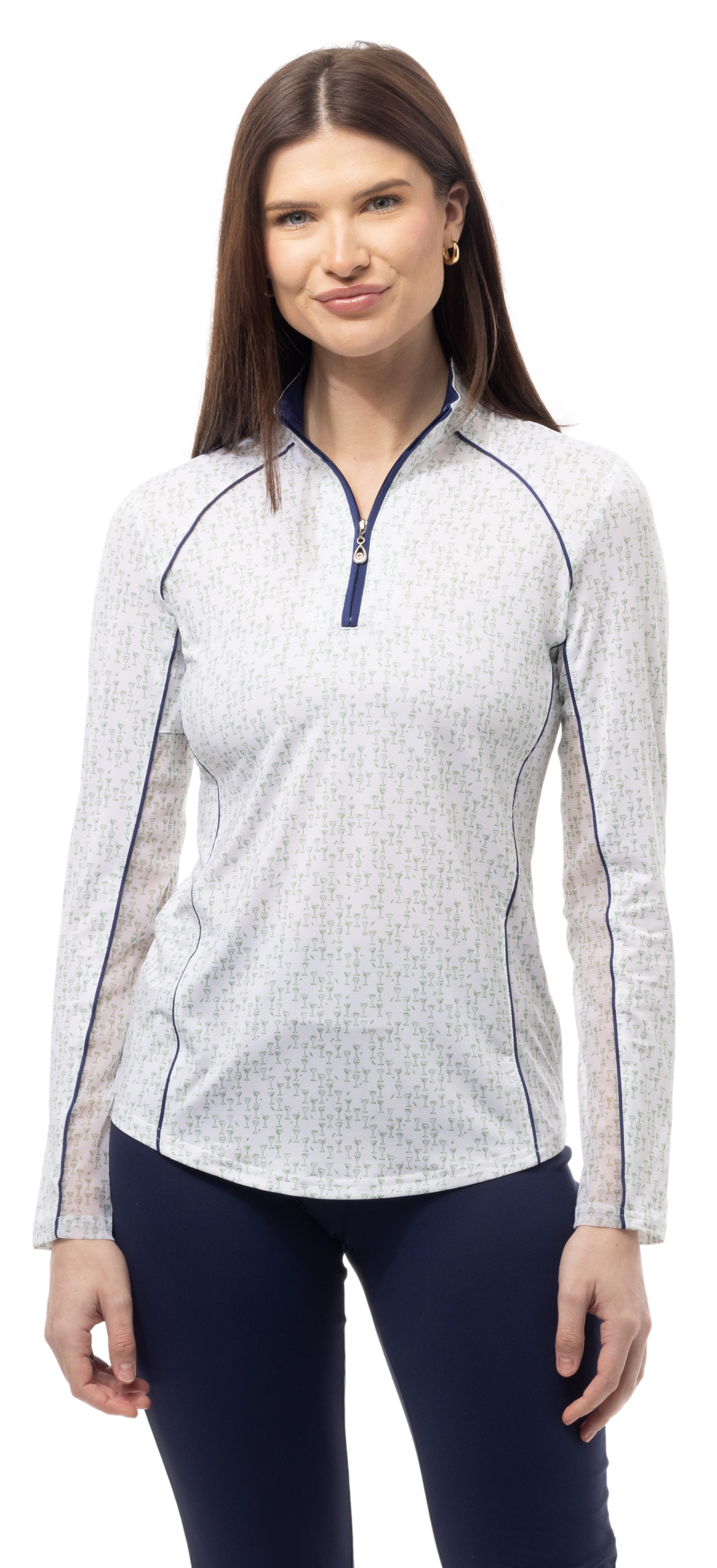 SUNGLOW PRINT PIPING MOCK. DIRTY MAR GREEN. 900445P - SanSoleil