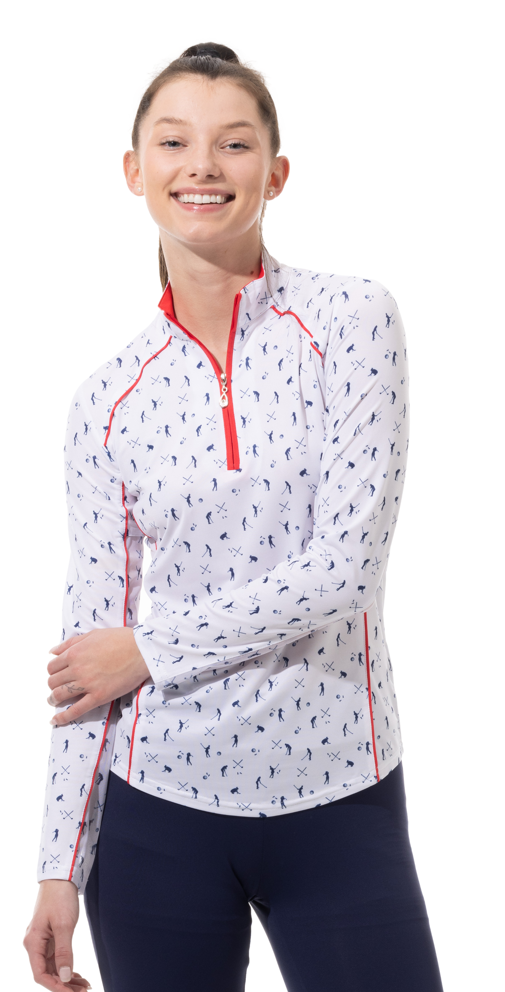 SOLCOOL ZIP MOCK. PUTT ABOVE. NAVY - 900445