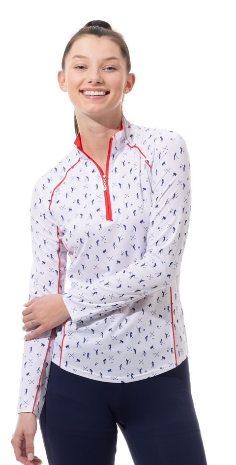 SOLCOOL ZIP MOCK. PUTT ABOVE. NAVY - 900445