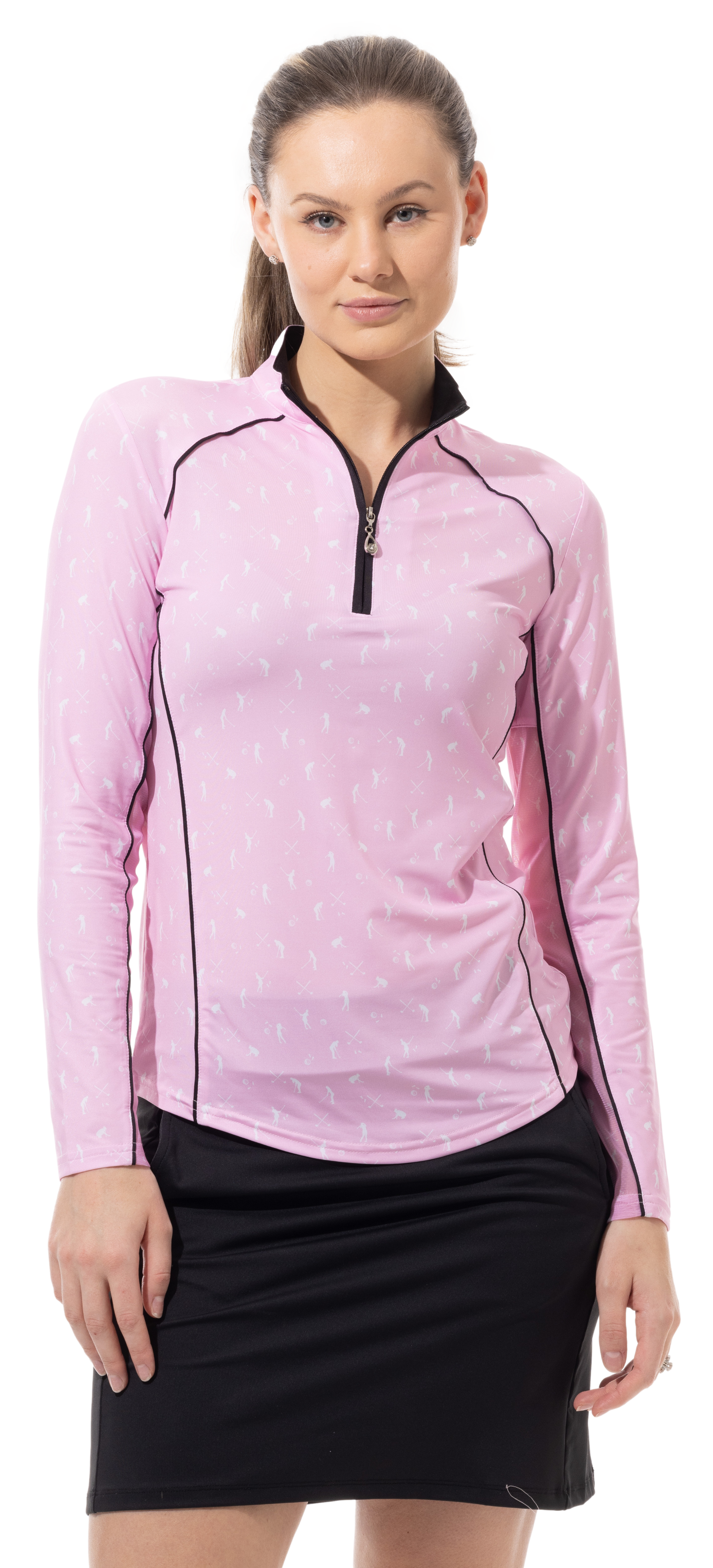 SOLCOOL ZIP MOCK. PUTT ABOVE. PINK - 900445