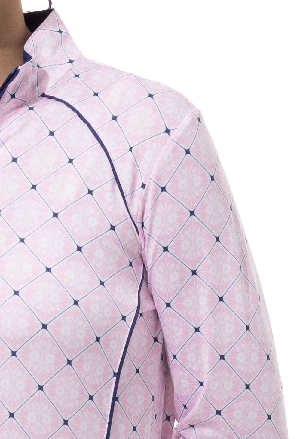 SOLCOOL 1/4 ZIP MOCK WITH PIPING. CASABLANCA. PINK. 900445P - SanSoleil