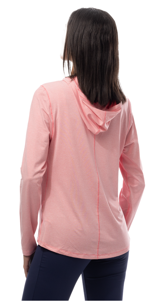 SANSOLEIL MELANGE STRIPE HOODIE. RED-WHITE. 900451MM