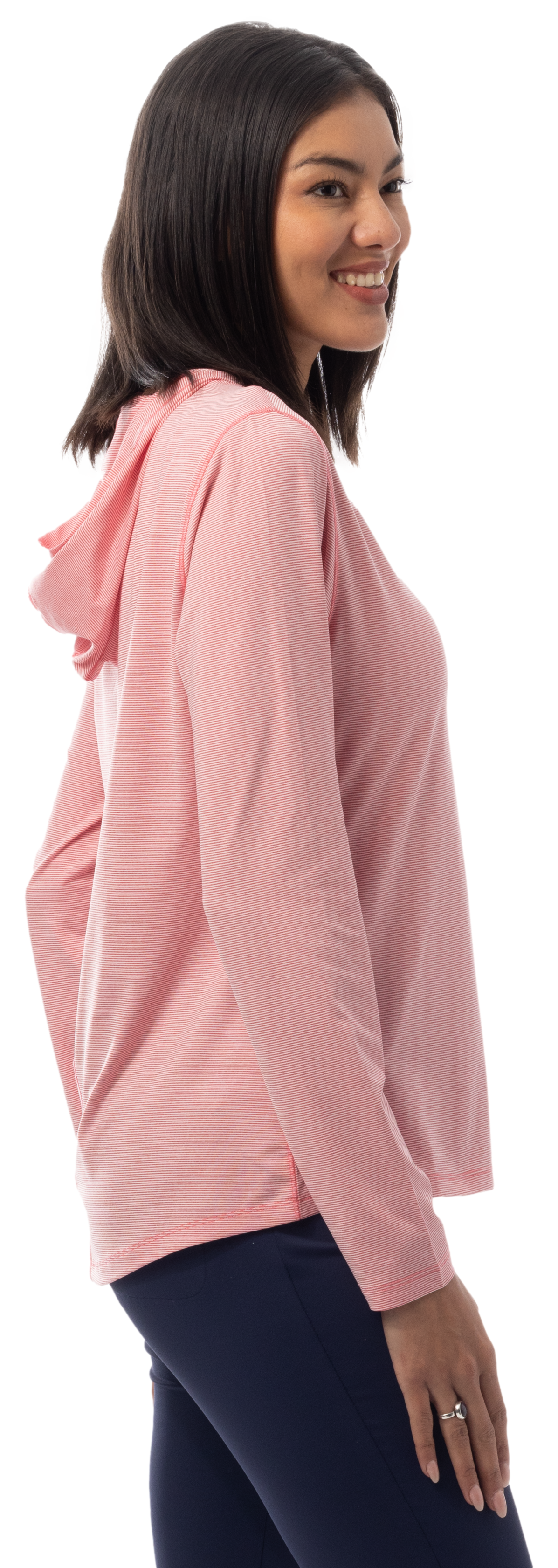 SANSOLEIL MELANGE STRIPE HOODIE. RED-WHITE. 900451MM - SanSoleil