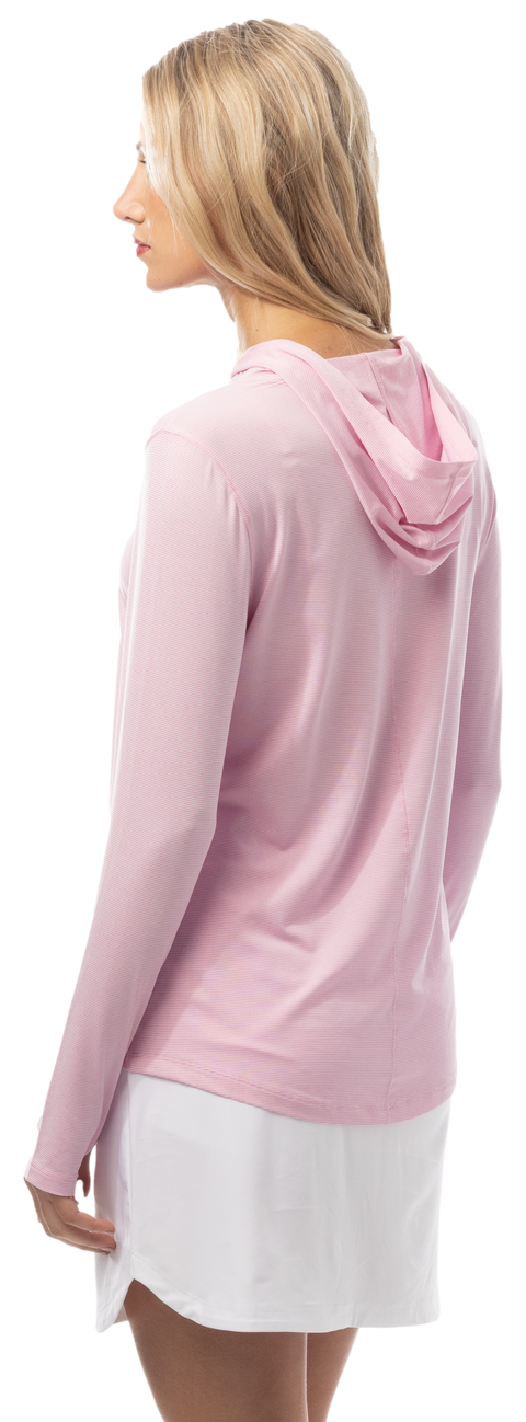 SANSOLEIL MELANGE STRIPE HOODIE. ROSE-QUARTZ WHITE. 900451MM