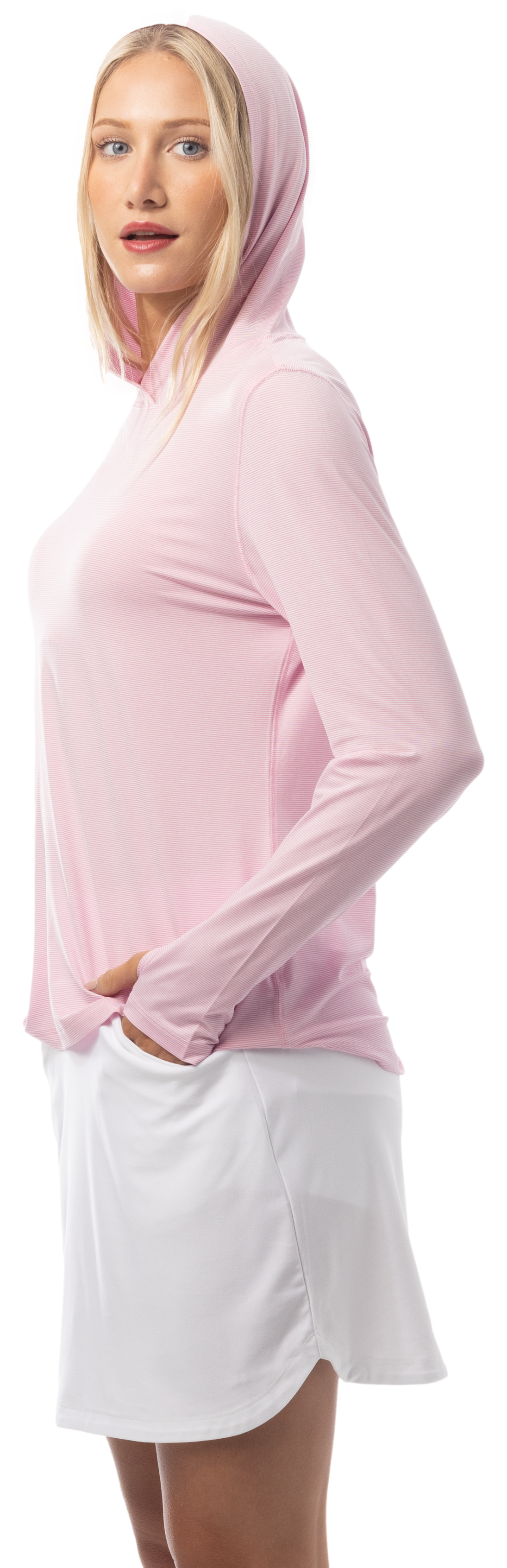SANSOLEIL MELANGE STRIPE HOODIE. ROSE-QUARTZ WHITE. 900451MM - SanSoleil