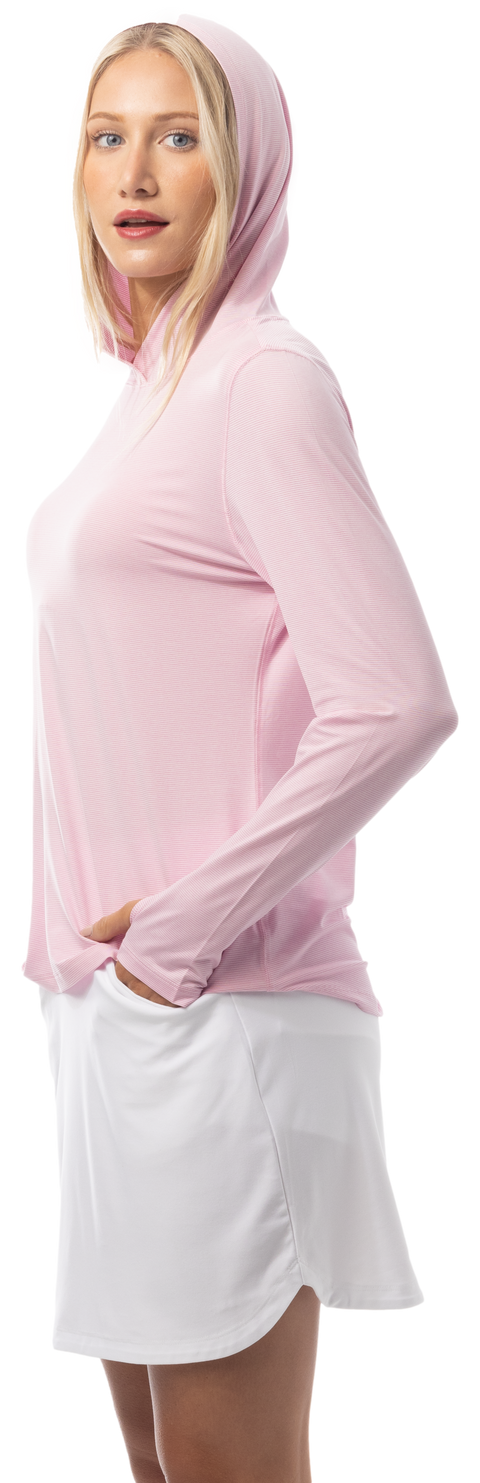 SANSOLEIL MELANGE STRIPE HOODIE. ROSE-QUARTZ WHITE. 900451MM
