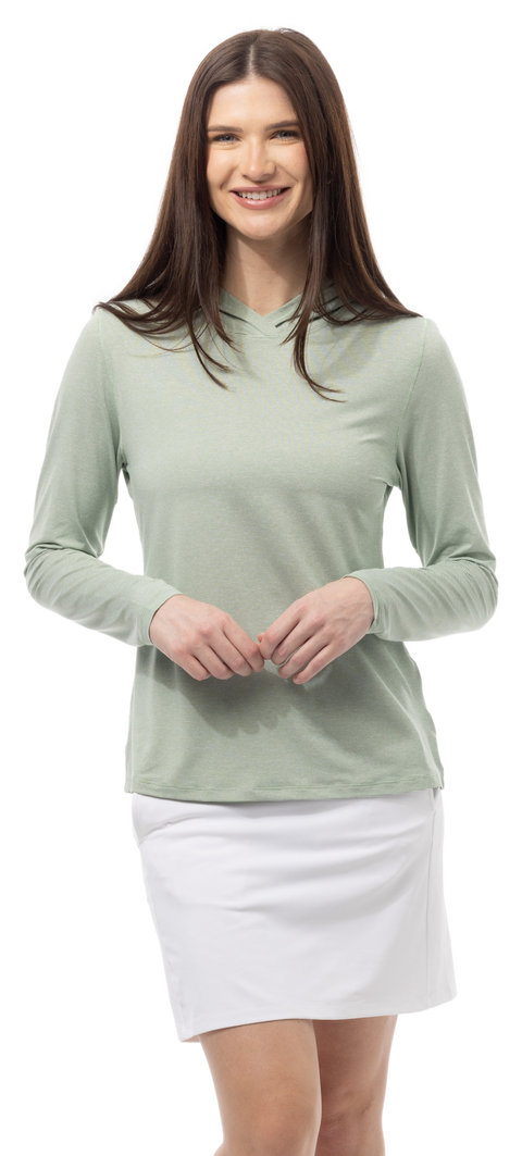 SOLMELANGE STRIPE HOODIE. MOSS-WHITE. 900451MM - SanSoleil