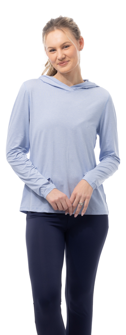 SOLMELANGE STRIPE HOODIE. PERI-WHITE. 900451MM - SanSoleil
