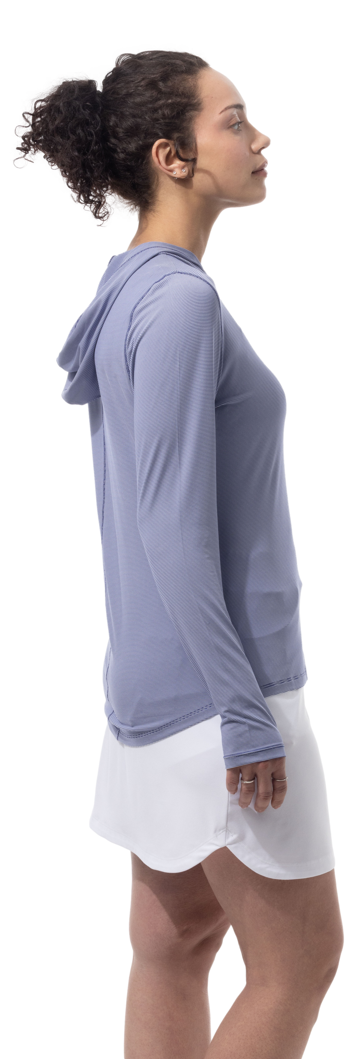 SANSOLEIL MELANGE STRIPE HOODIE. MIDNIGHT WHITE. 900451MM - SanSoleil