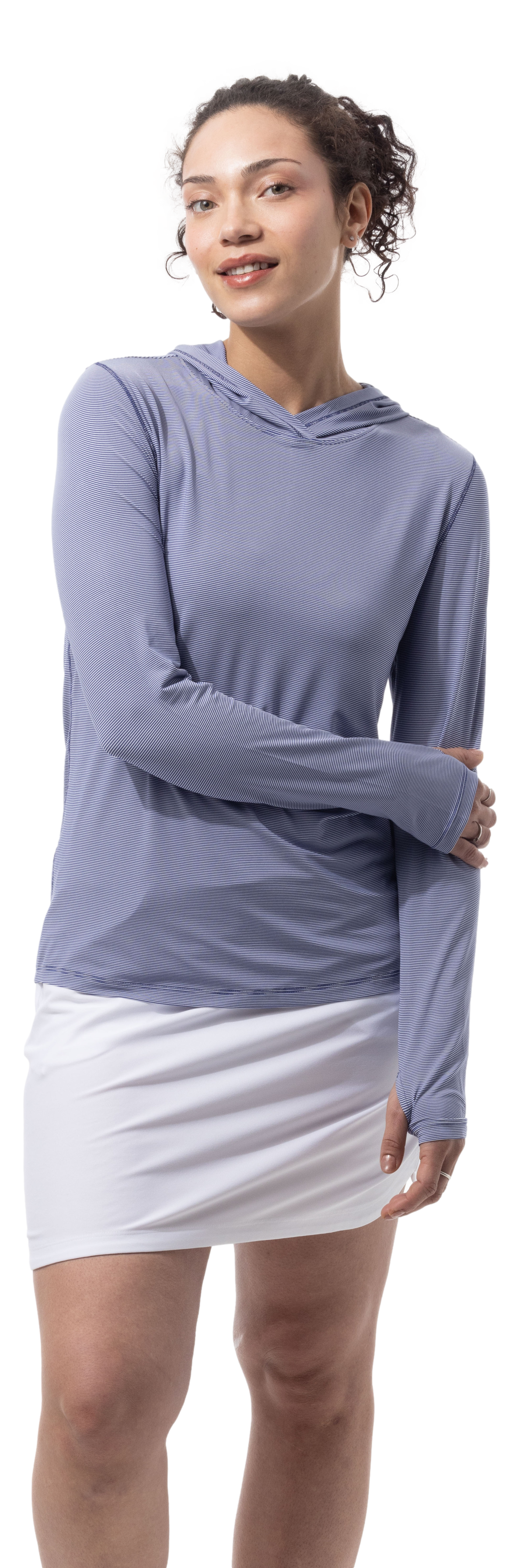 SANSOLEIL MELANGE STRIPE HOODIE. MIDNIGHT WHITE. 900451MM - SanSoleil