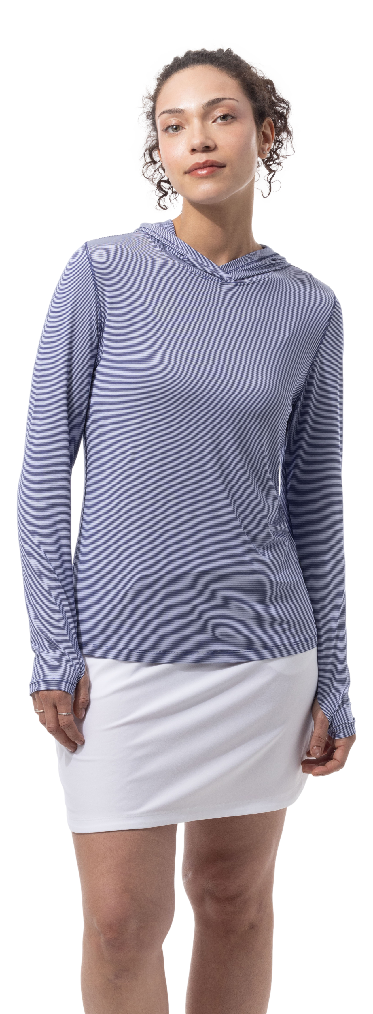 SANSOLEIL MELANGE STRIPE HOODIE. MIDNIGHT WHITE. 900451MM - SanSoleil