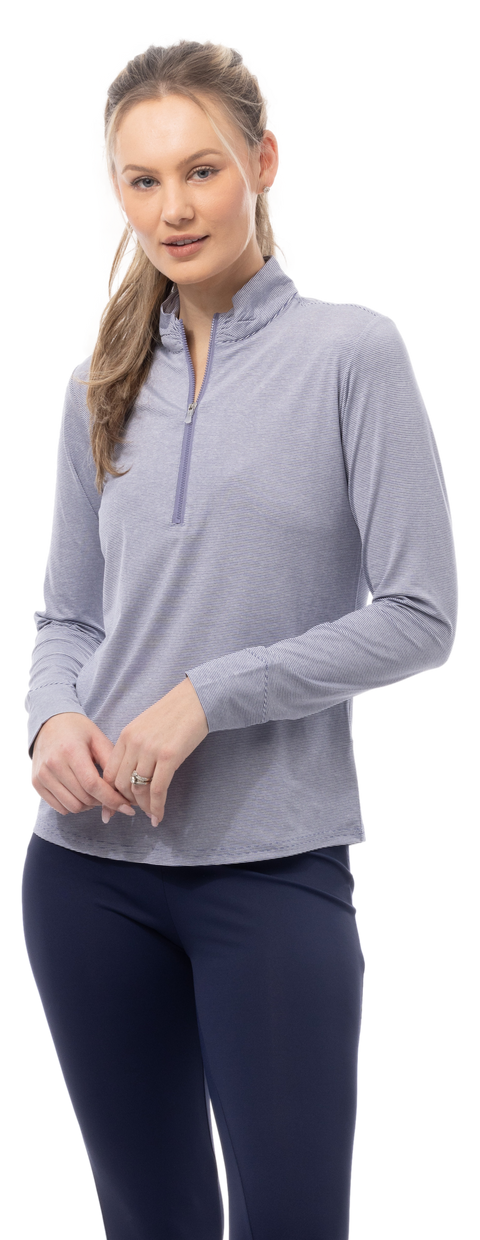 SOLMELANGE L/S STRIPE MOCK. NAVY-WHITE. 900453MM - SanSoleil