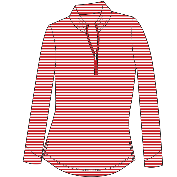 Long Sleeve Red-white Stripe 1/4 Zip Mock
