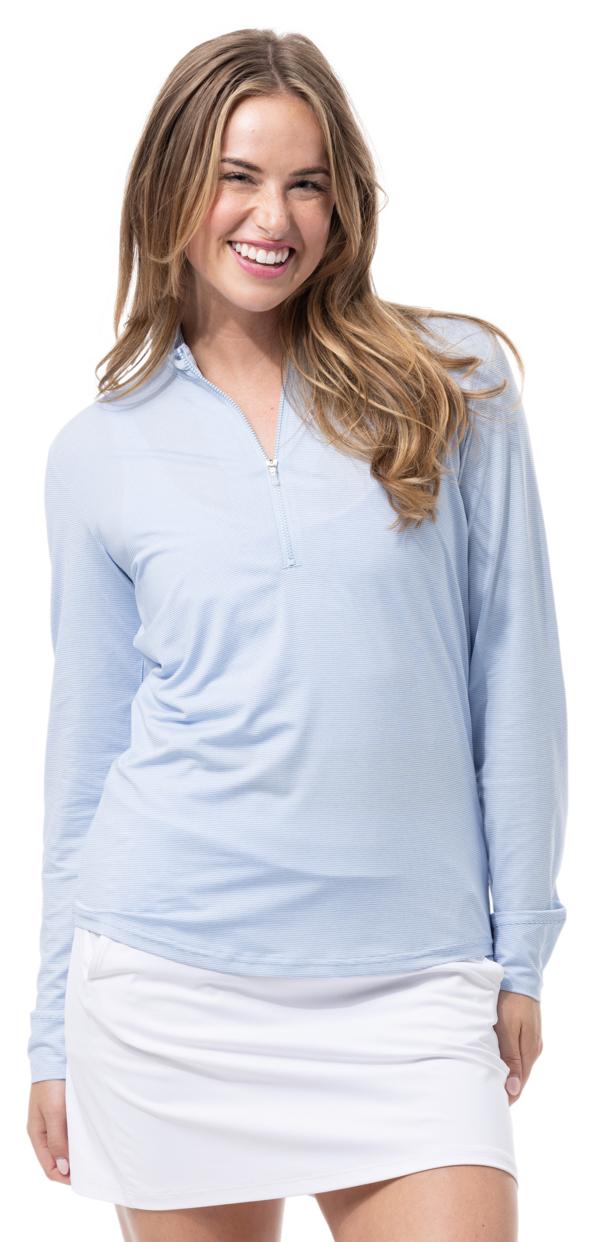 SOLTEK ICE STRIPE ZIP MOCK. MALIBU BLUE. 900453MM