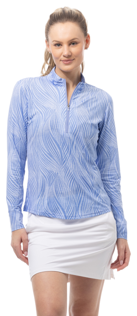 SOLMELANGE L/S PRINT MOCK. BRUSHSTROKES. PERI. 900453P - SanSoleil