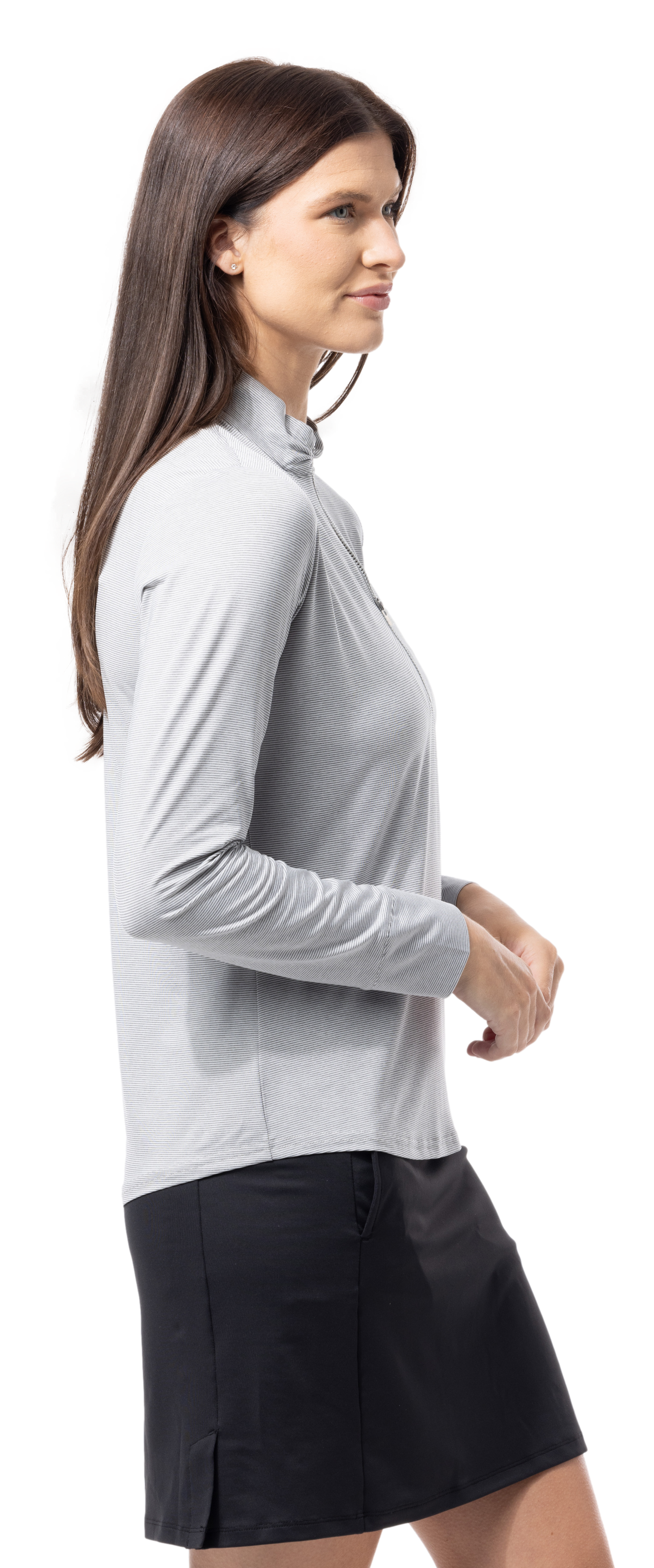 SOLTEK ICE STRIPE ZIP MOCK. DOVE. 900453MM - SanSoleil