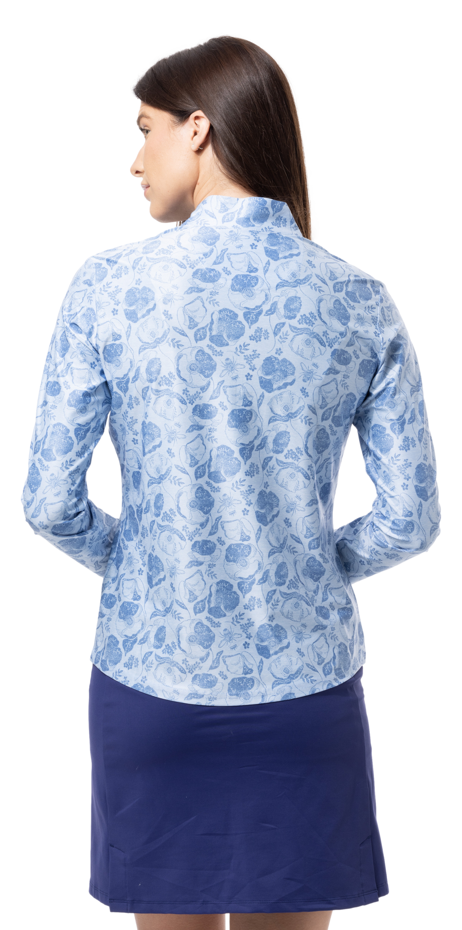 SOLTEK ICE PRINT ZIP MOCK. QUEEN BEE BLUE. 900453P - SanSoleil