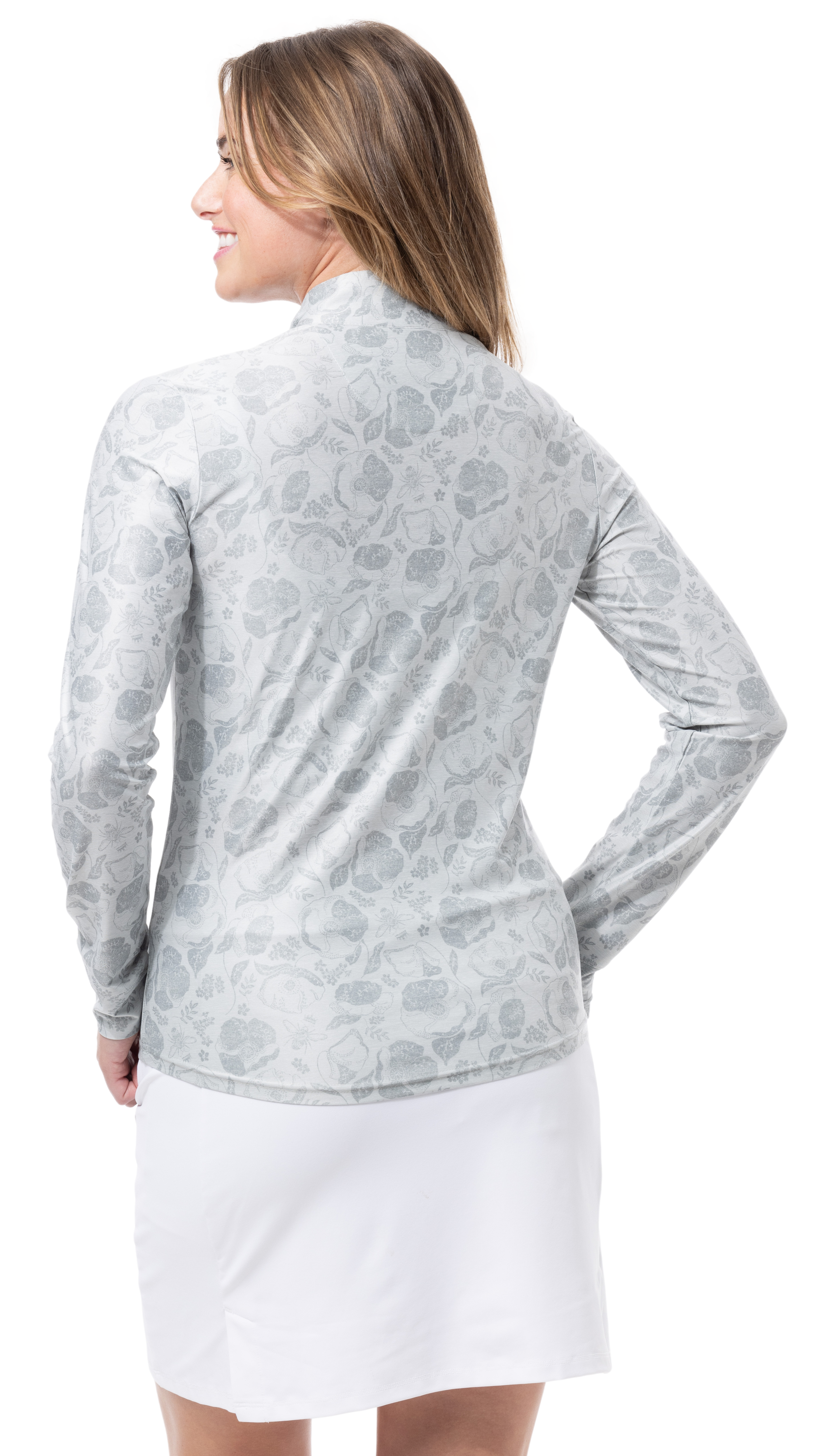 SOLTEK ICE PRINT ZIP MOCK. QUEEN BEE DOVE. 900453P - SanSoleil