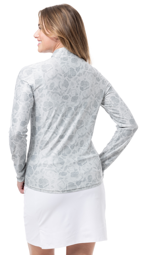 SOLTEK ICE PRINT ZIP MOCK. QUEEN BEE DOVE. 900453P - SanSoleil