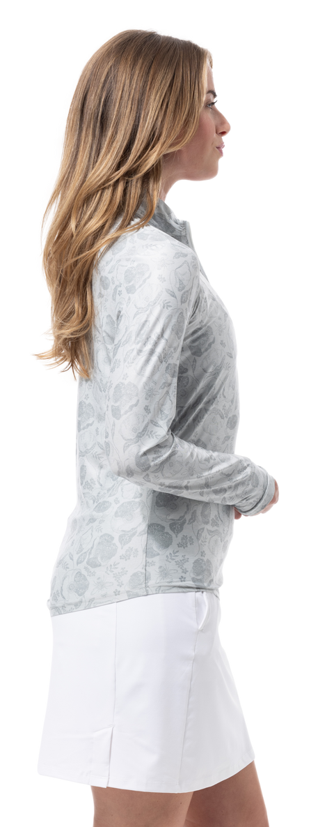 SOLTEK ICE PRINT ZIP MOCK. QUEEN BEE DOVE. 900453P - SanSoleil