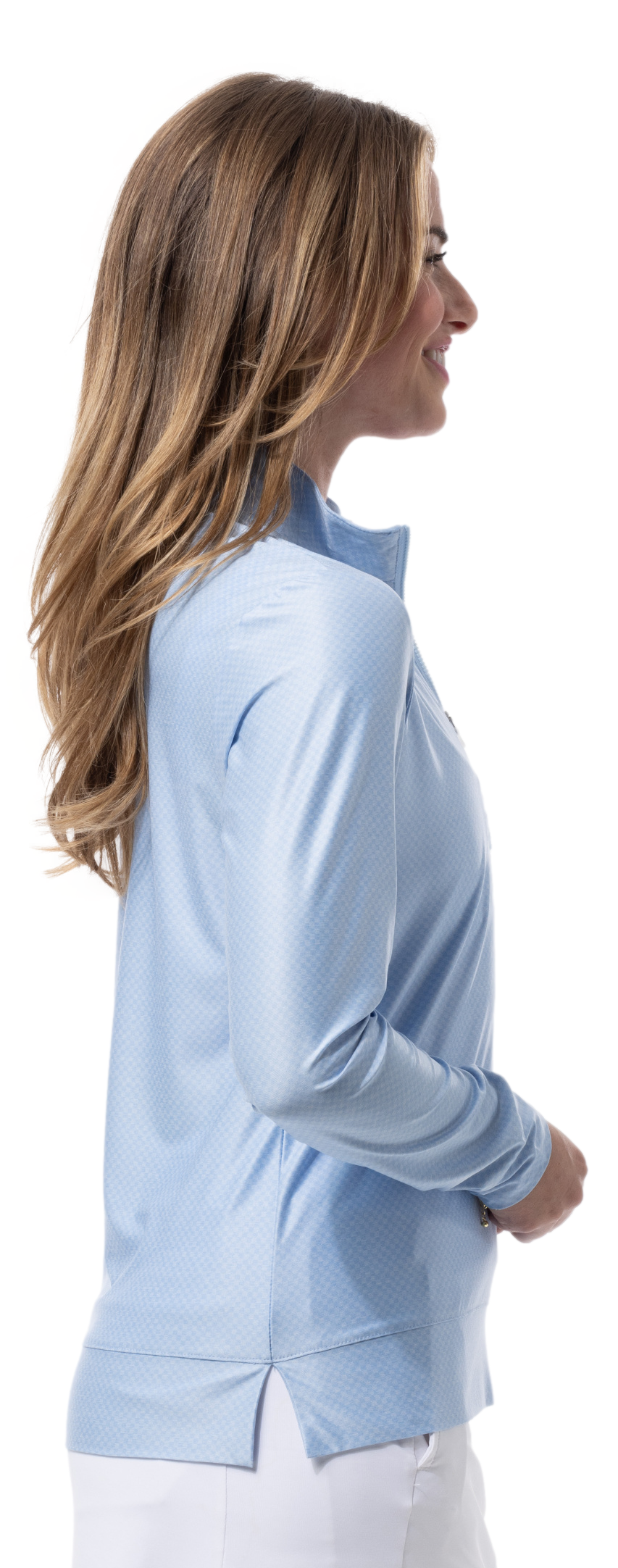 SOLTEK ICE PRINT ZIP MOCK. MALIBU CHECK. 900454P - SanSoleil