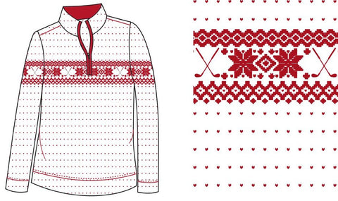 SOLCOOL ZIP MOCK. FAIR ISLE. RED. 900454 - SanSoleil