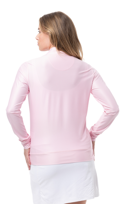 SOLTEK ICE PRINT ZIP MOCK. ROSE QUARTZ CHECK. 900454P - SanSoleil