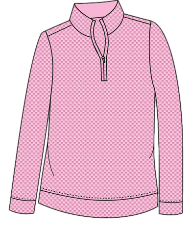 SOLTEK ICE PRINT ZIP MOCK. ROSE QUARTZ CHECK. 900454P - SanSoleil