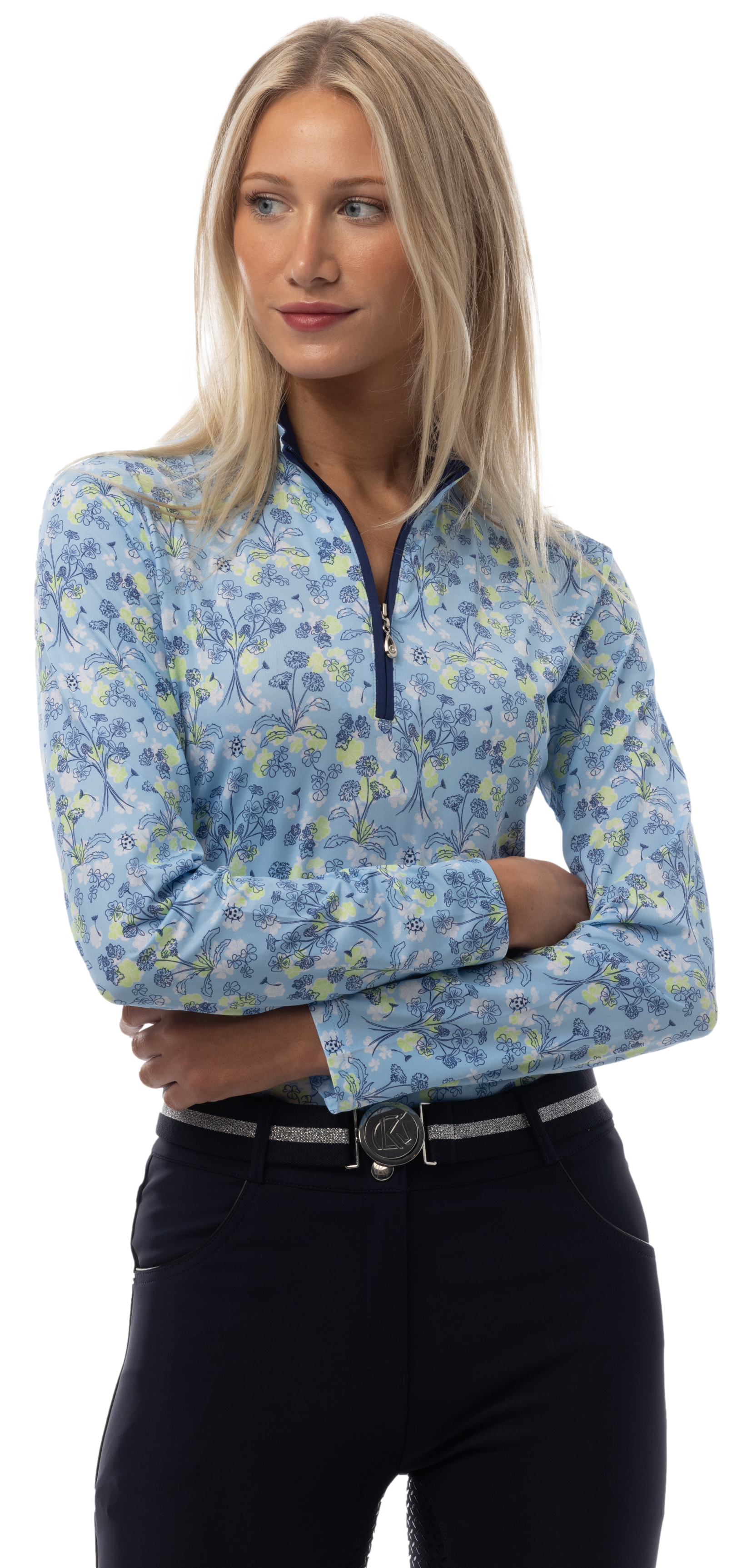 SANSOLEIL'S SOLCOOL 1/4 ZIP MOCK. MAKE A WISH. 900463 - SanSoleil