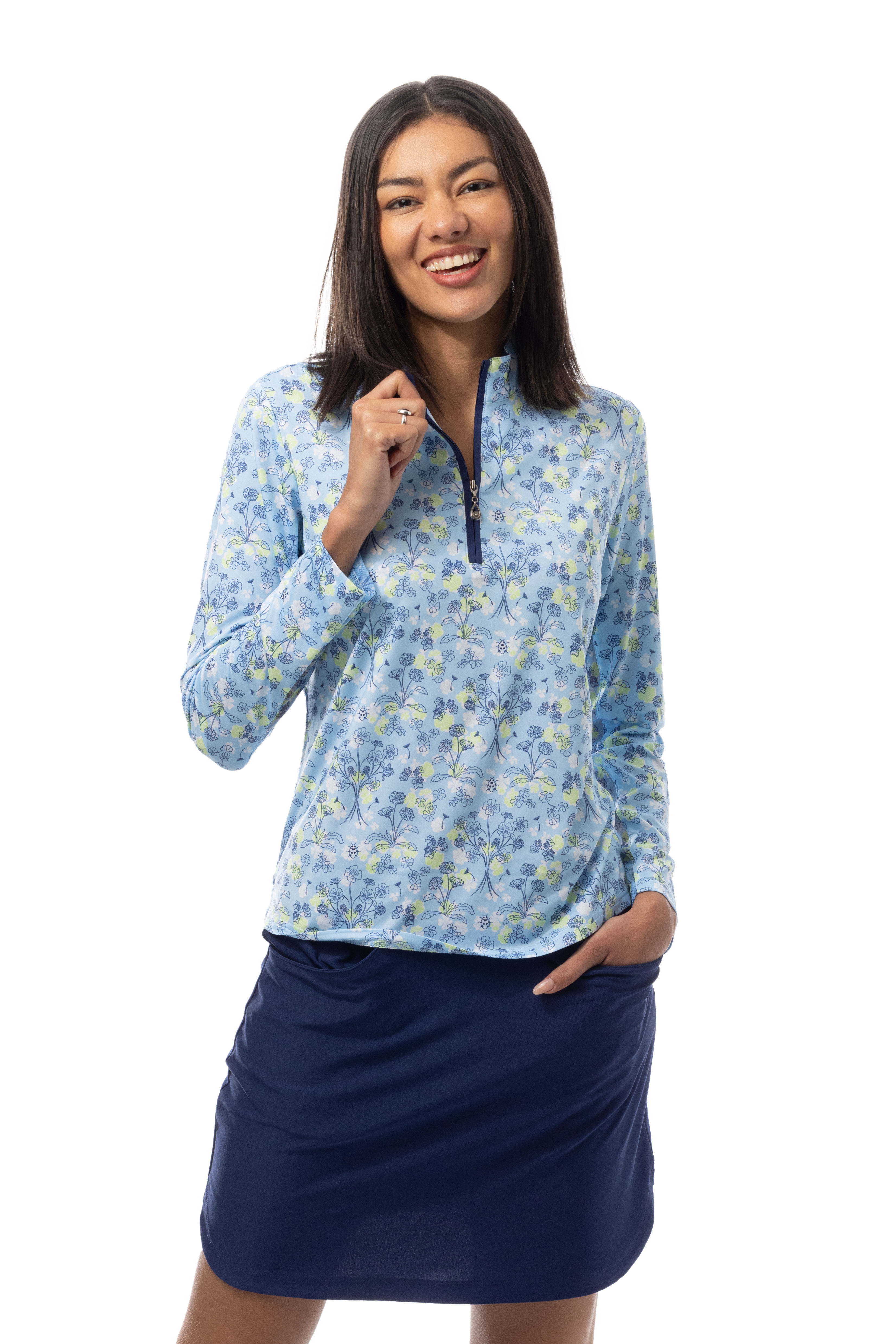 SANSOLEIL'S SOLCOOL 1/4 ZIP MOCK. MAKE A WISH. 900463 - SanSoleil