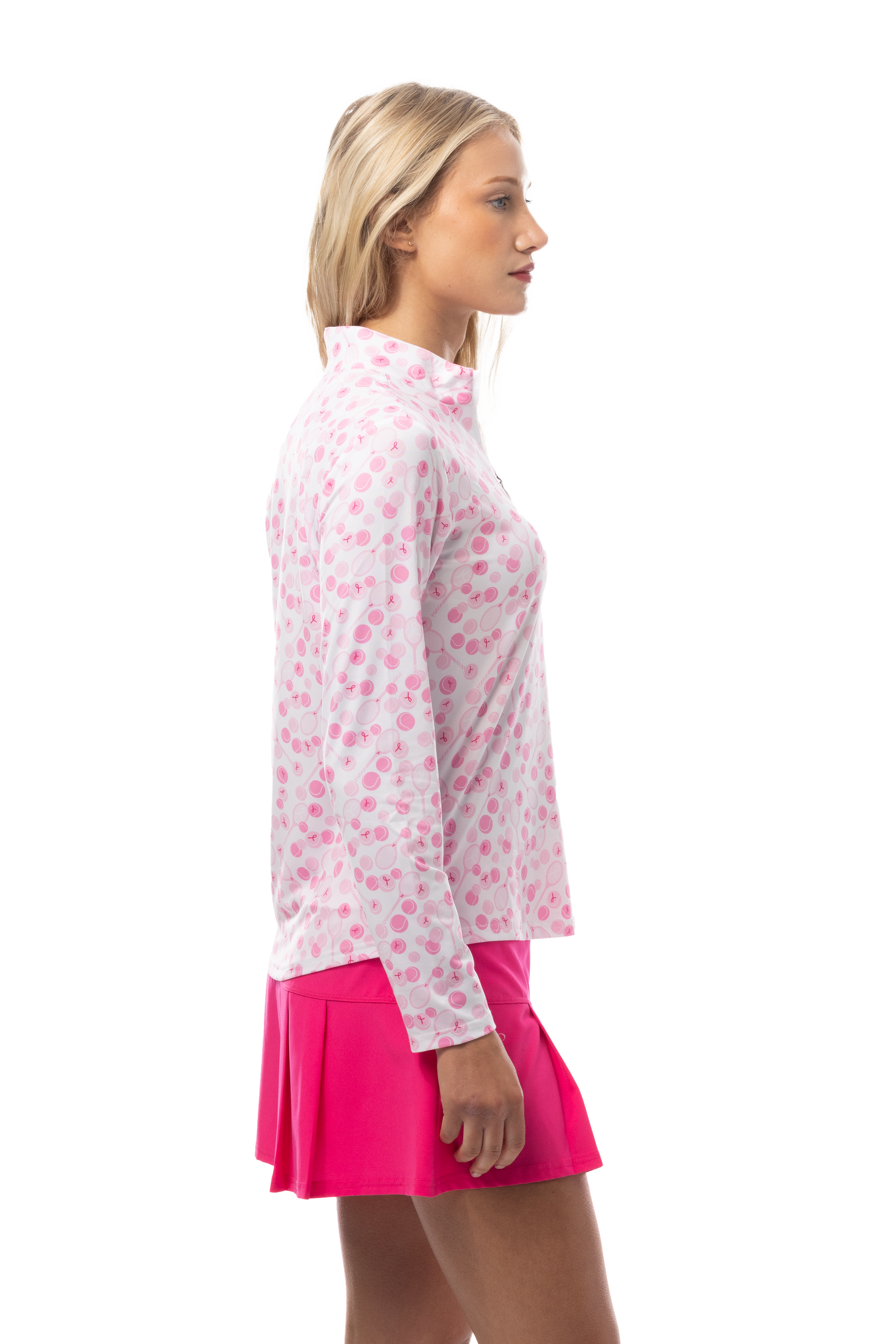 SANSOLEIL SOLCOOL PRINT 1/4 ZIP MOCK. PLAY FOR P.I.N.K. TENNIS. 900463 - SanSoleil