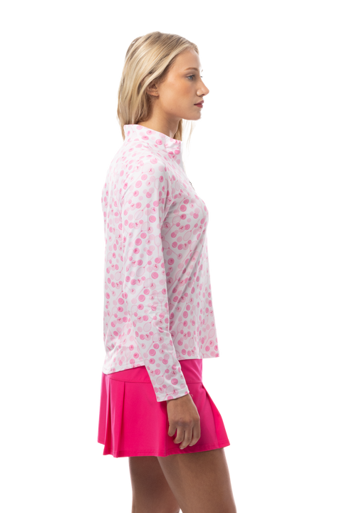 SANSOLEIL SOLCOOL PRINT 1/4 ZIP MOCK. PLAY FOR P.I.N.K. TENNIS. 900463