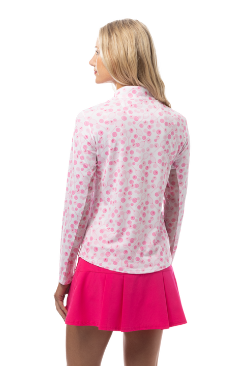 SANSOLEIL SOLCOOL PRINT 1/4 ZIP MOCK. PLAY FOR P.I.N.K. TENNIS. 900463