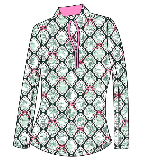 SOLCOOL 1/4 ZIP MOCK. TROPICAL TIDINGS. 900463 - SanSoleil