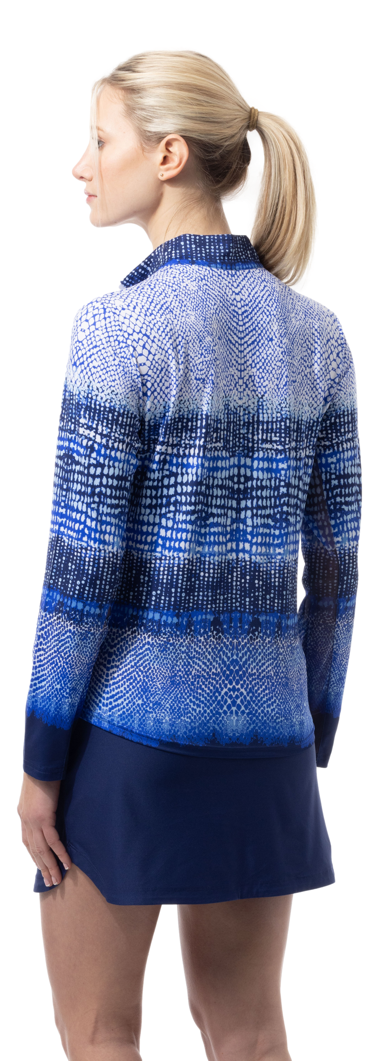 SOLCOOL 1/4 ZIP MOCK. CROC ROCK. NAVY. 900463 - SanSoleil