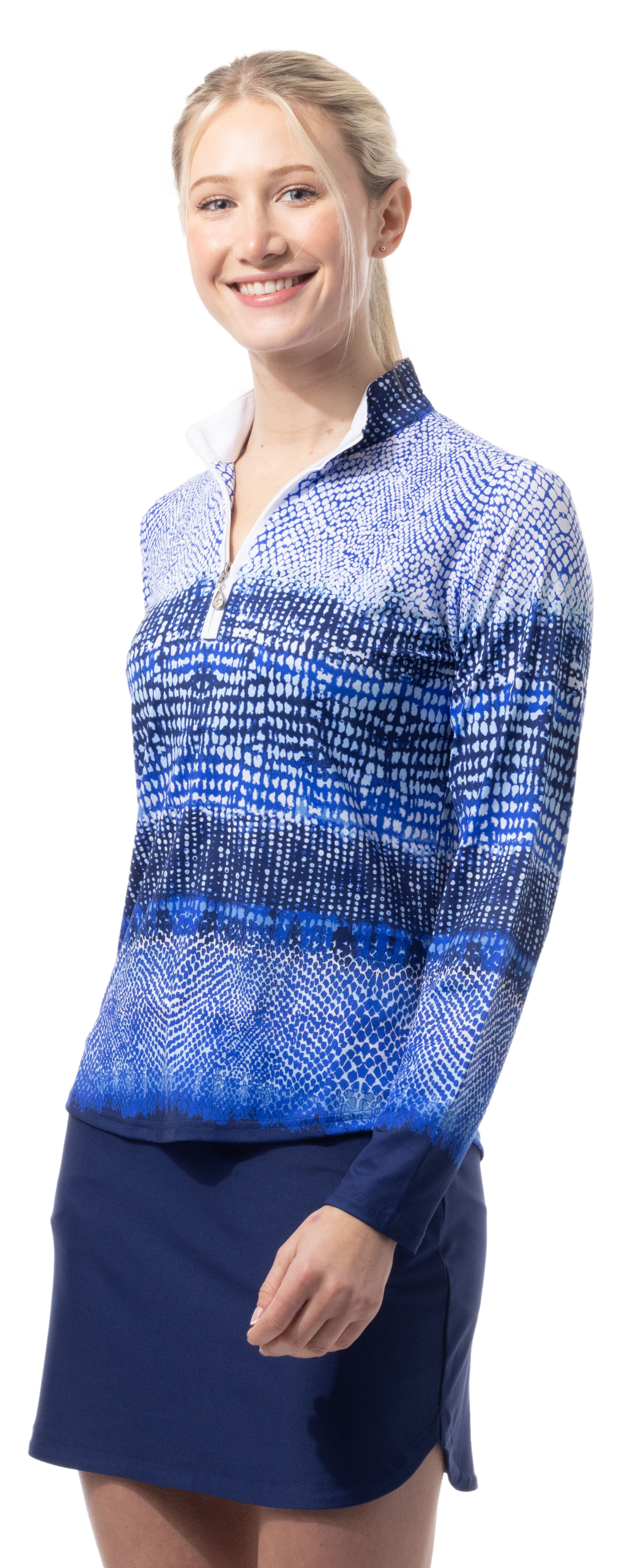 SOLCOOL 1/4 ZIP MOCK. CROC ROCK. NAVY. 900463 - SanSoleil