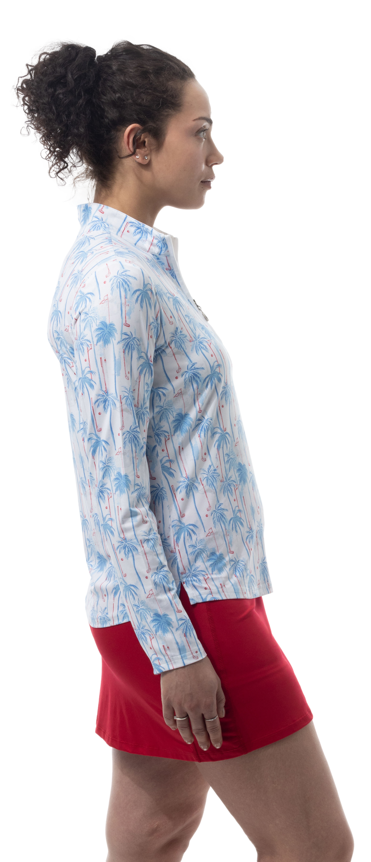 SOLCOOL 1/4 ZIP MOCK. GOLF PARADISE. BLUE. 900463 - SanSoleil