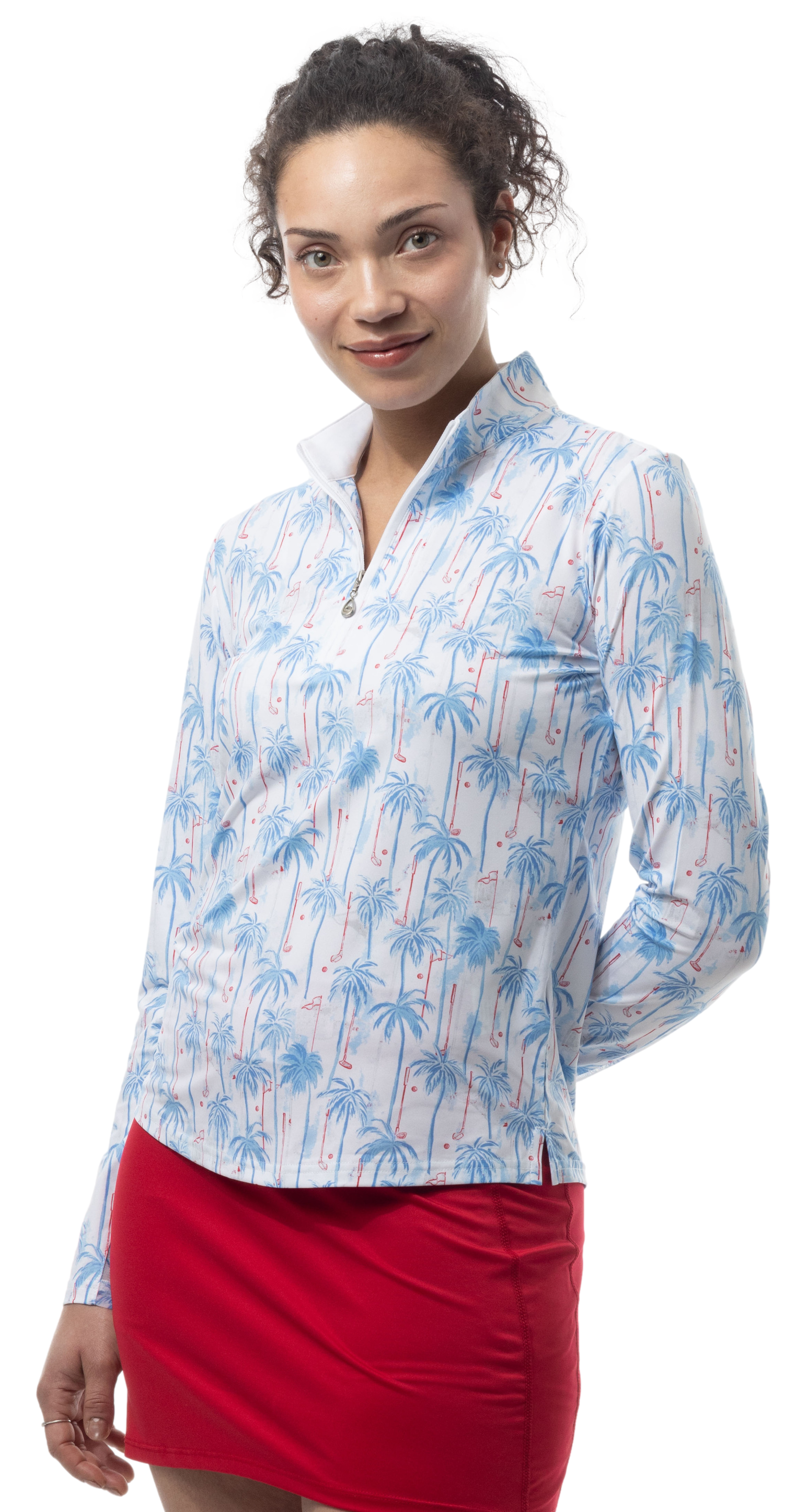 SOLCOOL 1/4 ZIP MOCK. GOLF PARADISE. BLUE. 900463 - SanSoleil